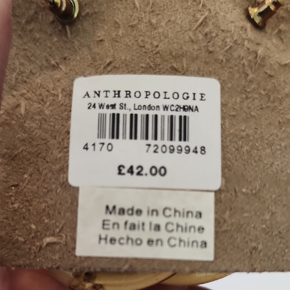 (0292) Anthropologie Gold and Wooden Statement Earrings with Textured St… - Picture 3 of 3